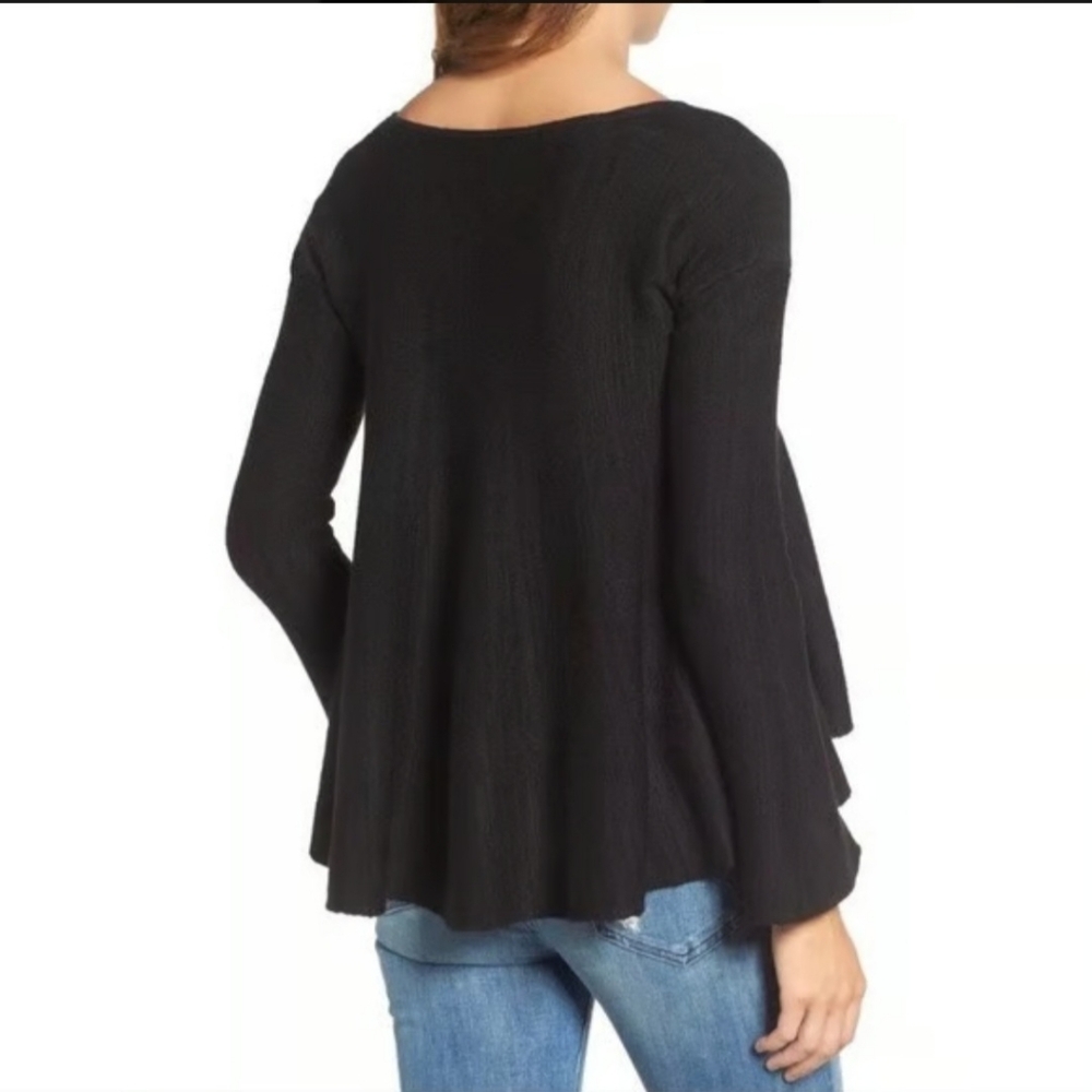 Free People Sundae Swing Black Boho Grunge Flowy Knit Sweater - Picture 3 of 9